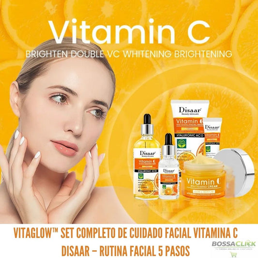 VitaGlow™ Set Completo de Cuidado Facial Vitamina C DISAAR – Rutina Facial 5 Pasos